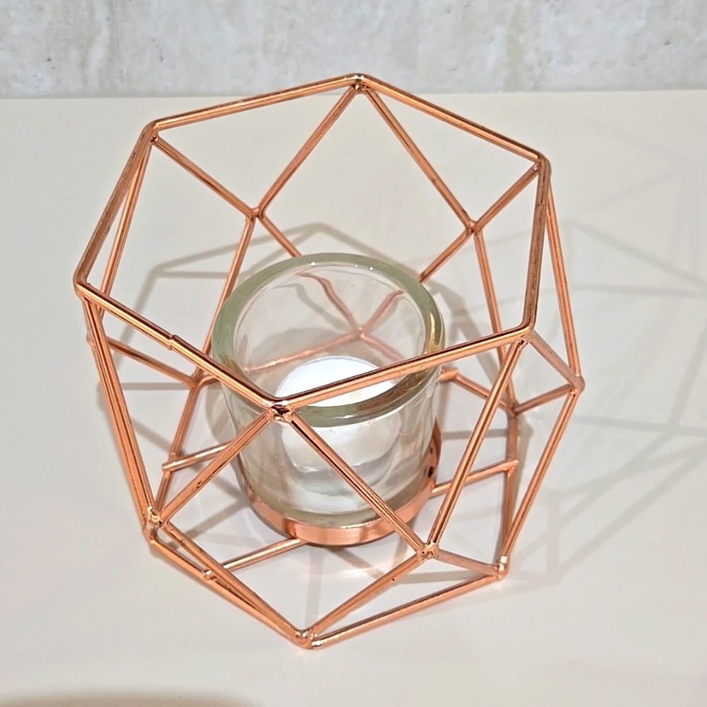 Geometric Rose Gold Tealight Candle Holder